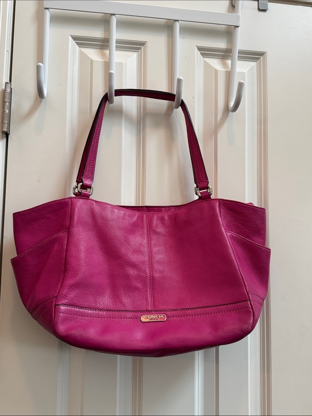 Coach Magenta 🩷 Pink Pebbled Leather Shoulder Tote